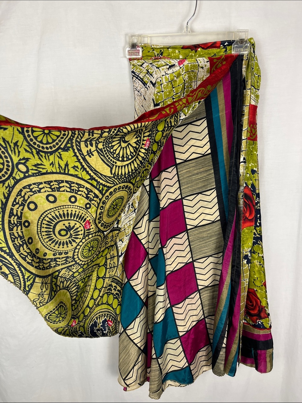 Bundle of 2 Boho Magic Wrap Skirts: Abstract Floral and Green Floral Sequin - Picture 8 of 9